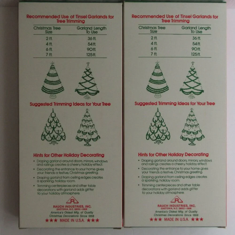Christmas Tinsel Garland 2 Boxes Golden Sleigh Rauch Made in USA 15 ft, 2